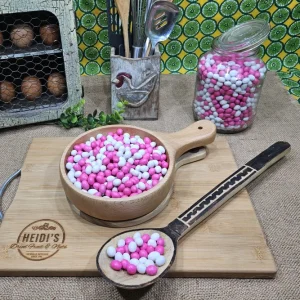 Pink and white peanuts